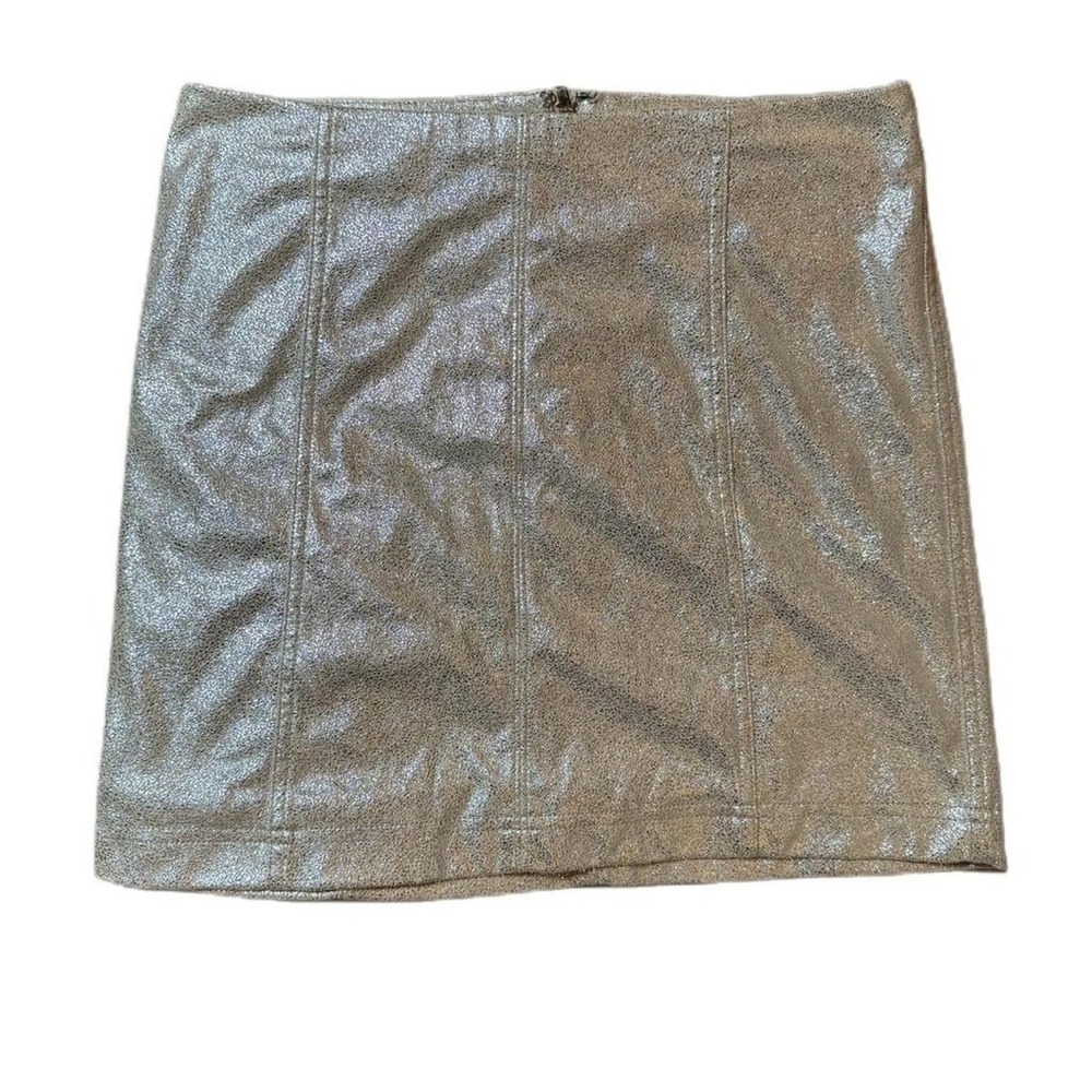 Free People Womens Size 10 Foil Shiny Soft Metallic Gold Femme Mod Mini Skirt